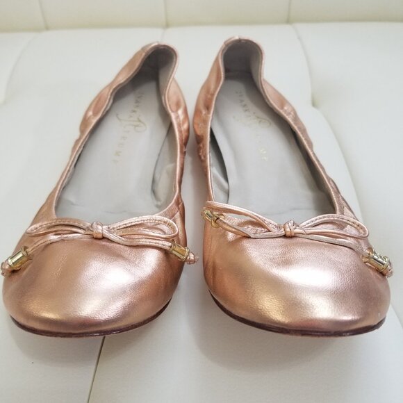 Ladies Rose Gold Ballet Flats - Picture 3 of 7